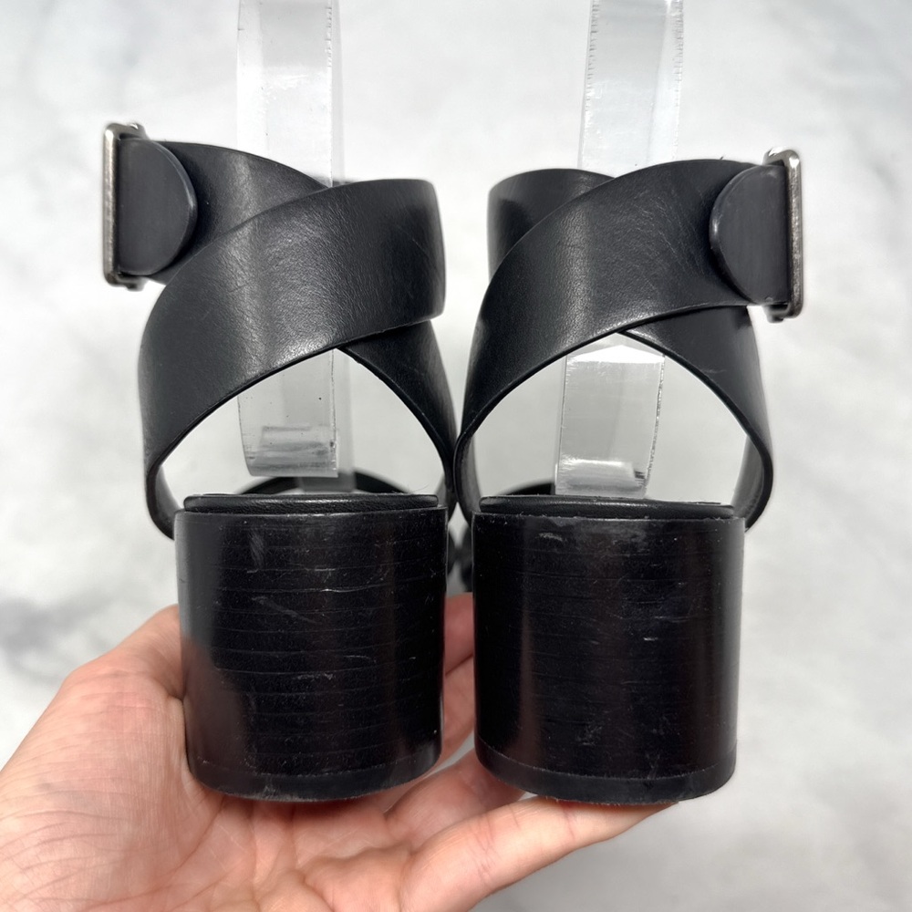 Saint Laurent Charlie 55 Leather Ankle Wrap Strap Buckle Low Block Heel Sandals - Picture 8 of 16